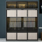 Engineered Wood Storage Cabinet with Glass Doors Contemporary Cabinet with Sliding Doors