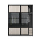 Engineered Wood Storage Cabinet with Glass Doors Contemporary Cabinet with Sliding Doors