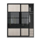 Engineered Wood Storage Cabinet with Glass Doors Contemporary Cabinet with Sliding Doors
