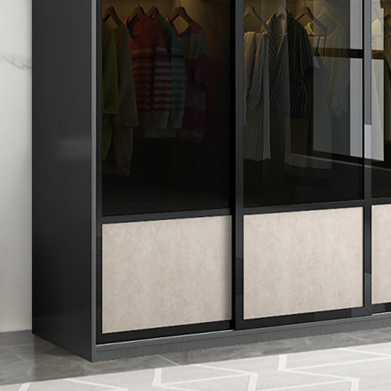 Engineered Wood Storage Cabinet with Glass Doors Contemporary Cabinet with Sliding Doors