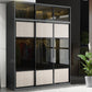 Engineered Wood Storage Cabinet with Glass Doors Contemporary Cabinet with Sliding Doors