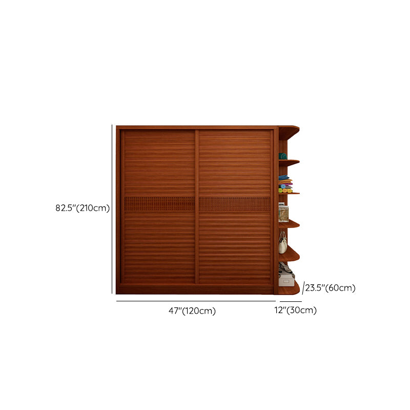 Brown Engineered Wood Wardrobe with Sliding Doors Modern Cabinet for Bedroom Clearhalo 'Armoires & Wardrobes' 'armoires_wardrobes' 'Bedroom Furniture' 'furn' 'furn_armoires_wardrobes' 'Furniture' 6323498