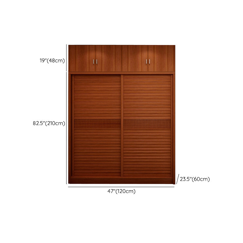 Brown Engineered Wood Wardrobe with Sliding Doors Modern Cabinet for Bedroom Clearhalo 'Armoires & Wardrobes' 'armoires_wardrobes' 'Bedroom Furniture' 'furn' 'furn_armoires_wardrobes' 'Furniture' 6323499