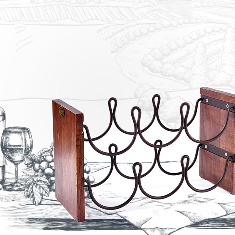 Porta bottiglia di vino moderna di metà secolo Tabletop per bottiglia in legno massiccio per cucina