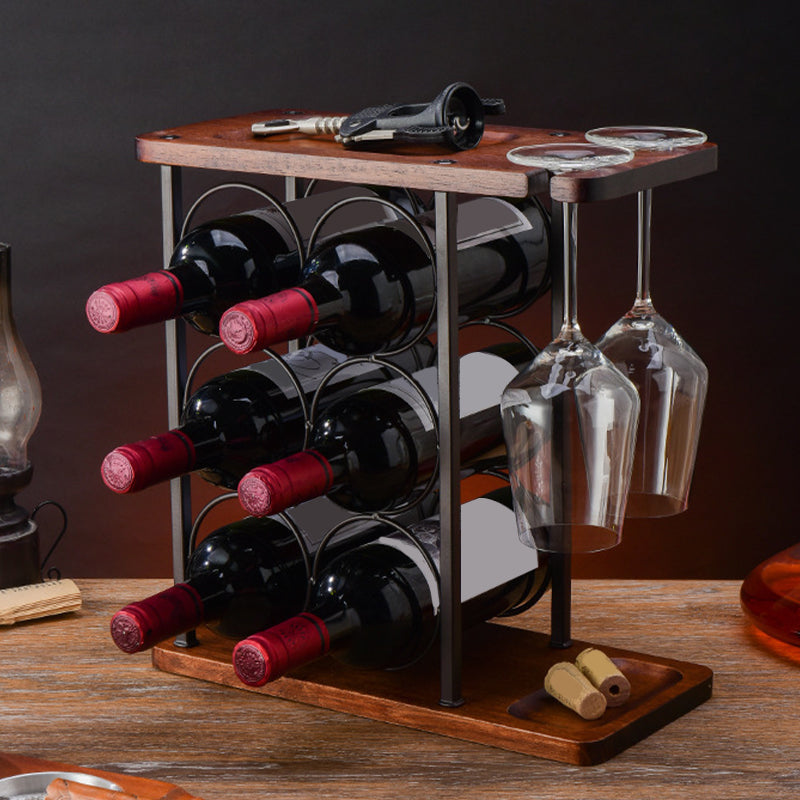 Soporte de vino de la encimera moderno de mediados de siglo Madera sólida para la cocina