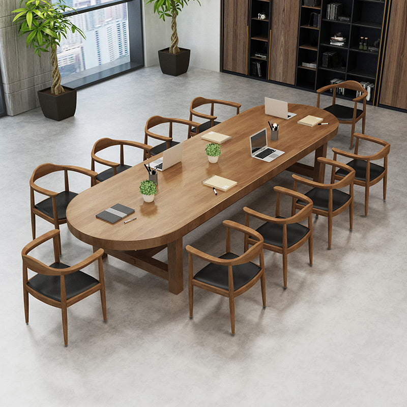 29 "h scrivania marrone contemporanea scrivania in legno massiccio ovale