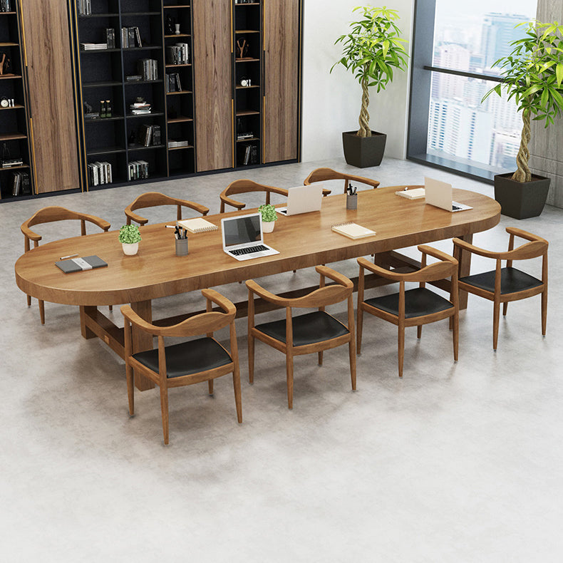 29 "h scrivania marrone contemporanea scrivania in legno massiccio ovale