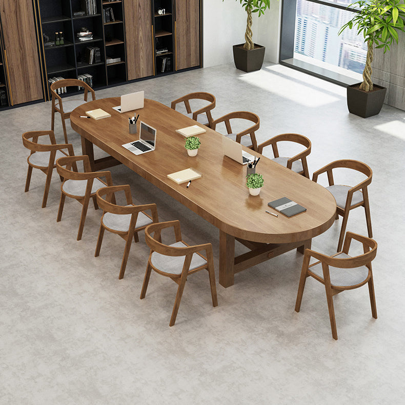 29 "h scrivania marrone contemporanea scrivania in legno massiccio ovale