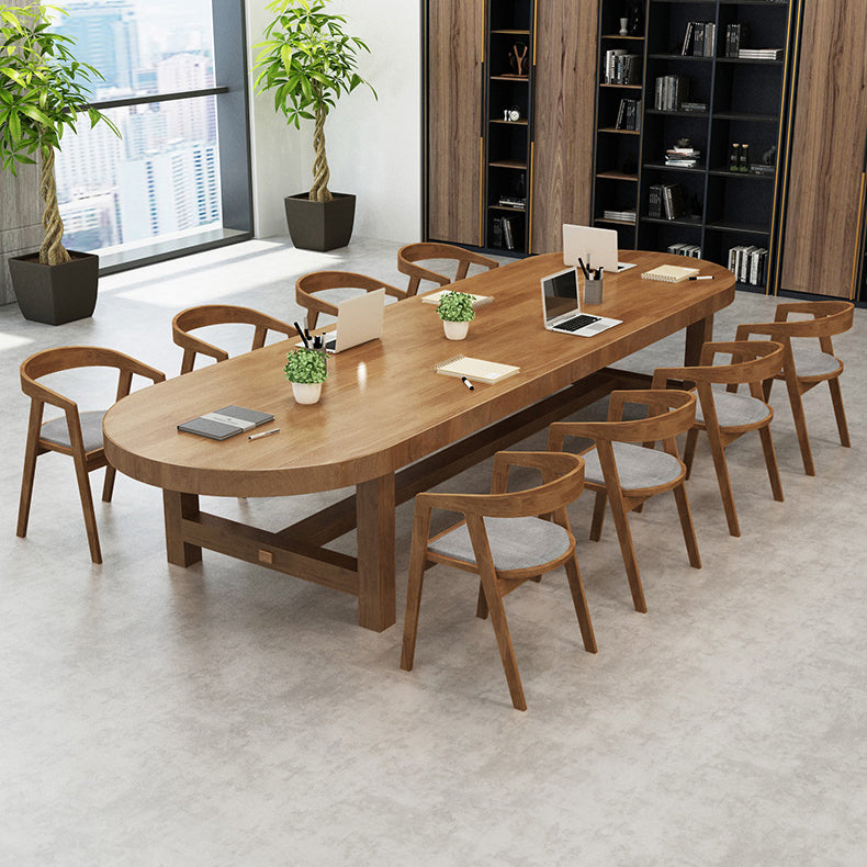 29 "h scrivania marrone contemporanea scrivania in legno massiccio ovale