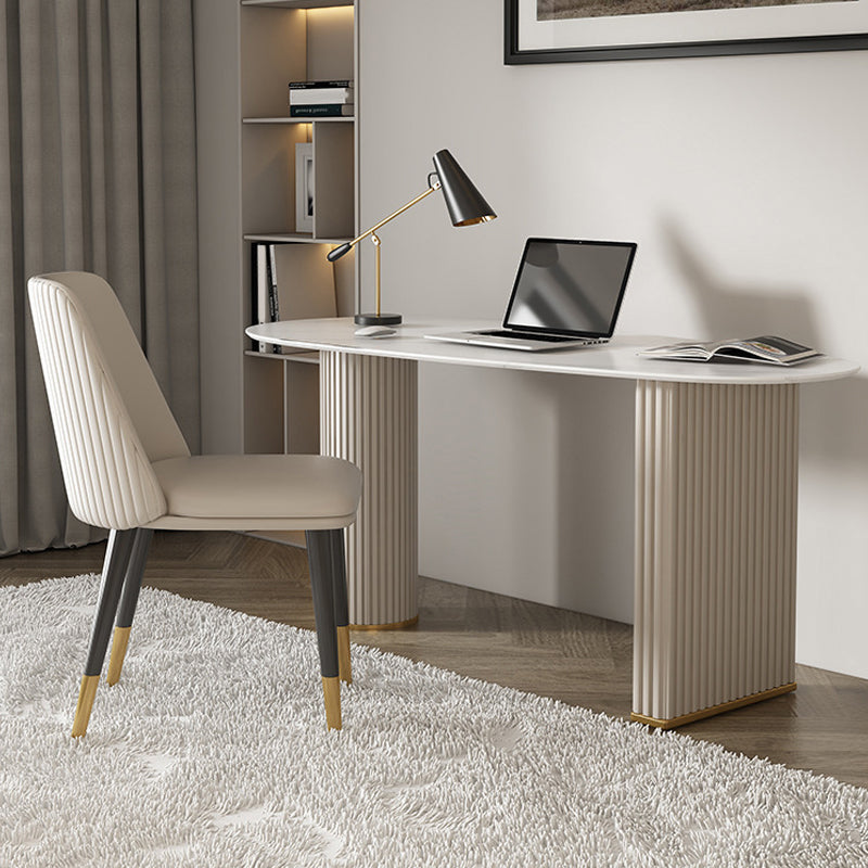 23 "Wide Glam Executive Desk White Office Desk met metalen benen