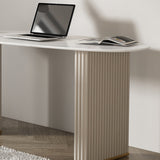 23 "Wide Glam Executive Desk White Office Desk met metalen benen