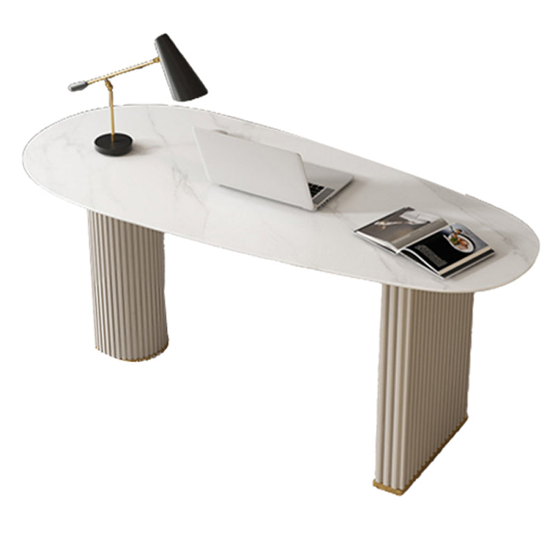 23 "Wide Glam Executive Desk White Office Desk met metalen benen