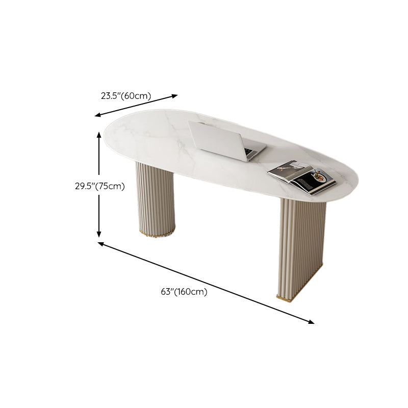 23 "Wide Glam Executive Desk White Office Desk met metalen benen