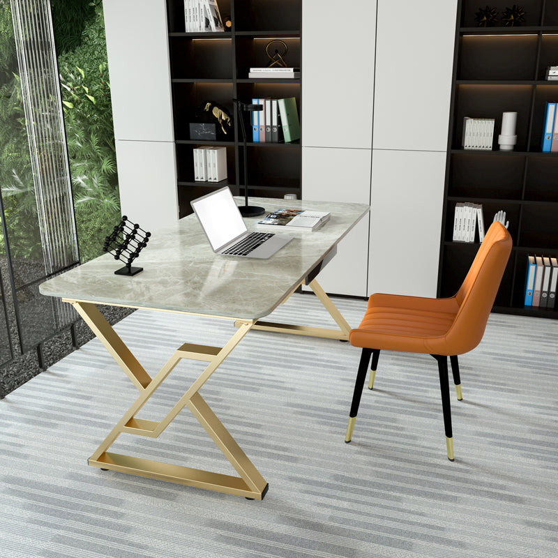 Moderner Büroschreibtisch Rechteckige Goldmetallbeine Schreibtisch für Zuhause und Büro