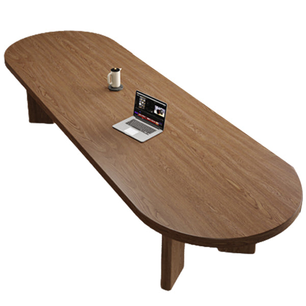 29 "h scrivania di scrittura contemporanea ovale in legno in legno marrone scrivania