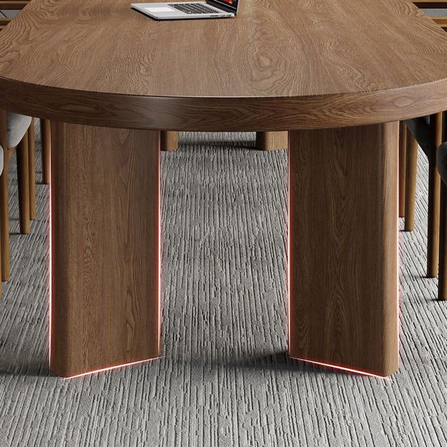 29 "h scrivania di scrittura contemporanea ovale in legno in legno marrone scrivania