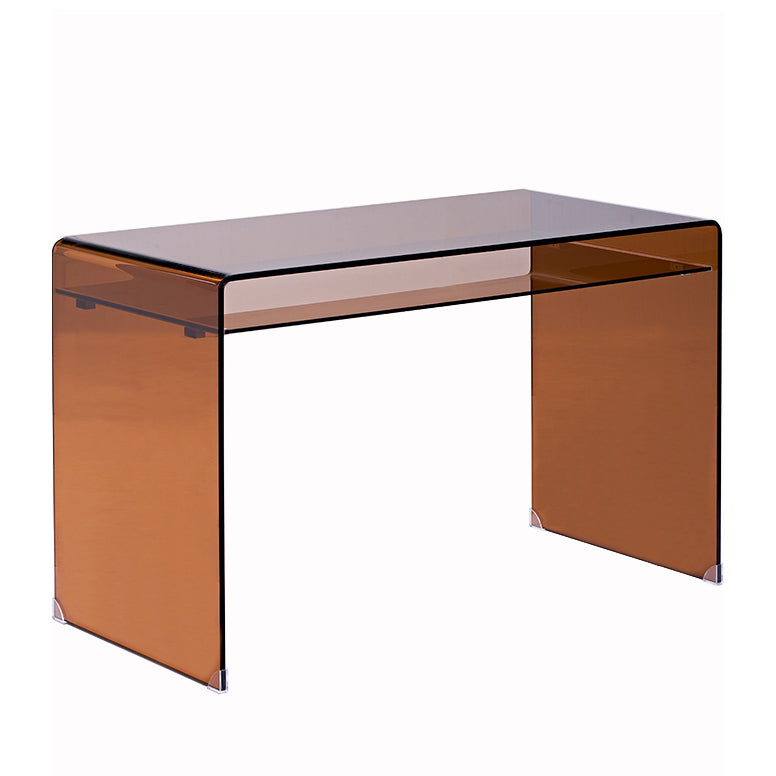 29 "H Bureau d'écriture contemporain Bureau de bureau brun en verre rectangulaire