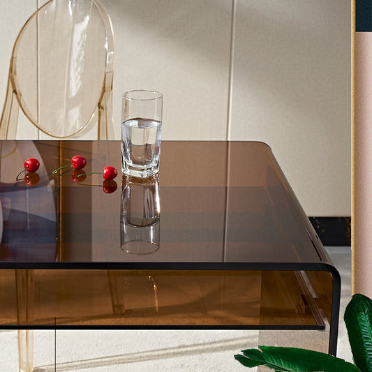 29 "H Hedendaags Writing Desk rechthoekig glas Bruin Office Desk