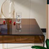 29 "H Bureau d'écriture contemporain Bureau de bureau brun en verre rectangulaire