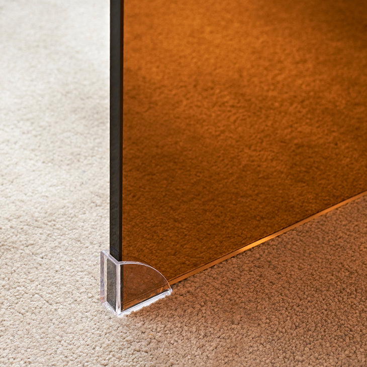 29 "H Bureau d'écriture contemporain Bureau de bureau brun en verre rectangulaire