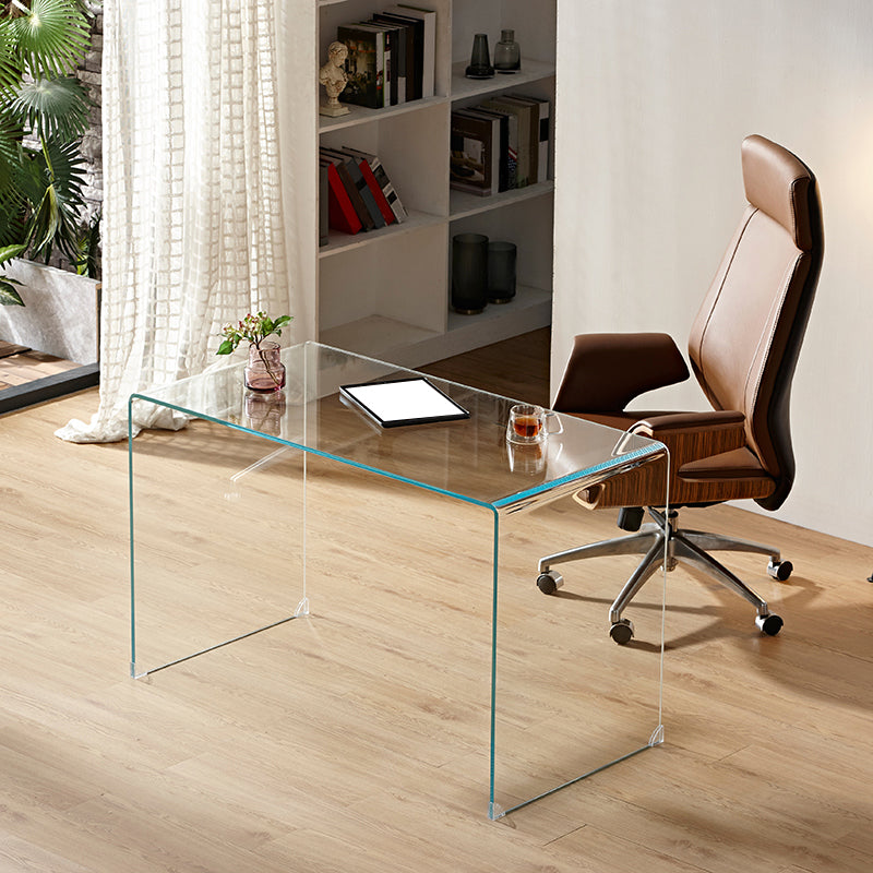 29"H Contemporary Writing Desk Rectangular Glass Office Desk 51.2"L x 27.6"W x 29.5"H Clearhalo 'furn' 'furn_office_desk' 'Furniture' 'Office Desks' 'Office Furniture' 'office_desk' 6326492