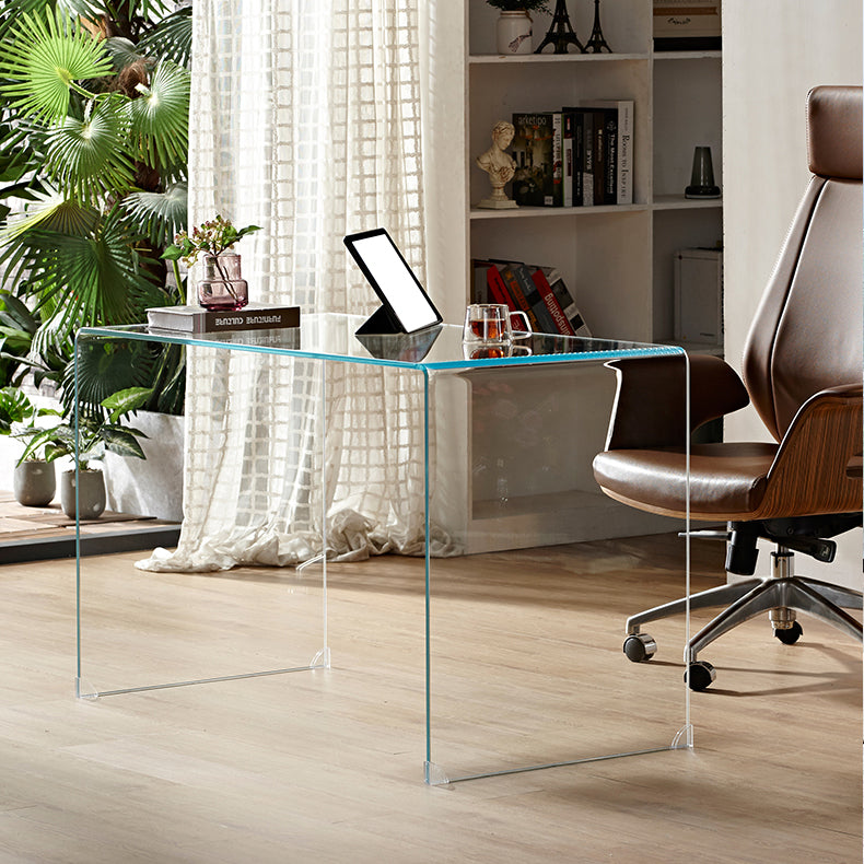 29"H Contemporary Writing Desk Rectangular Glass Office Desk 39.4"L x 19.7"W x 29.5"H Clearhalo 'furn' 'furn_office_desk' 'Furniture' 'Office Desks' 'Office Furniture' 'office_desk' 6326493