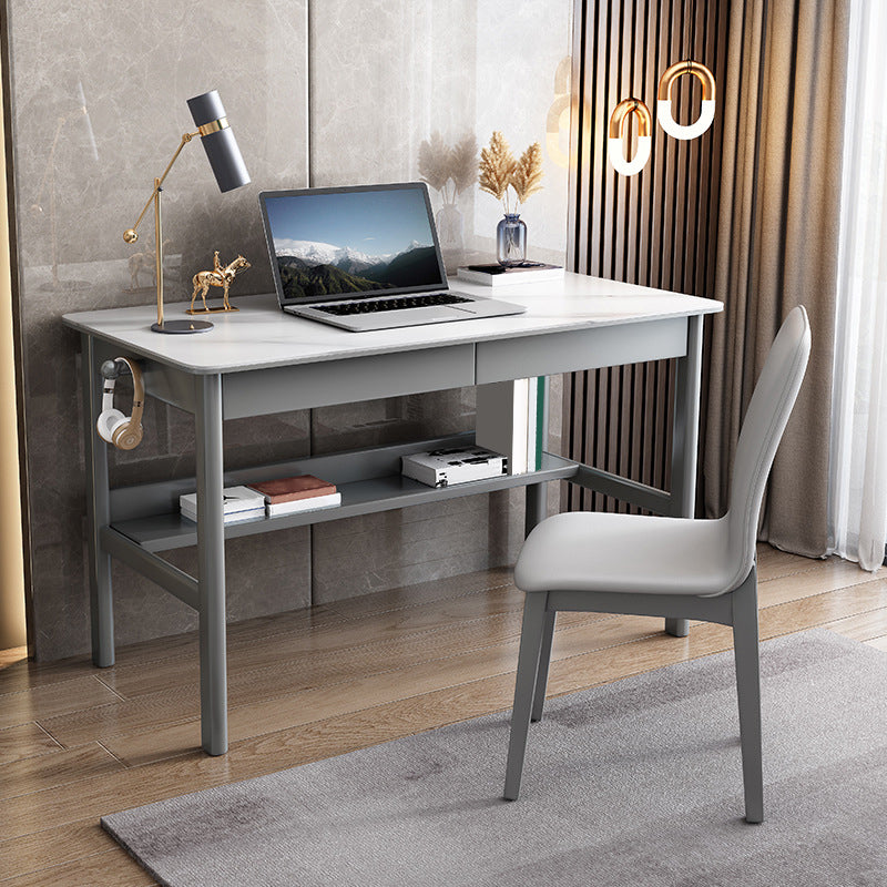 Industrial Office Desk Rectangular Secretary Desk with 2 Storage Drawers Grey Clearhalo 'furn' 'furn_office_desk' 'Furniture' 'Office Desks' 'Office Furniture' 'office_desk' 6326512