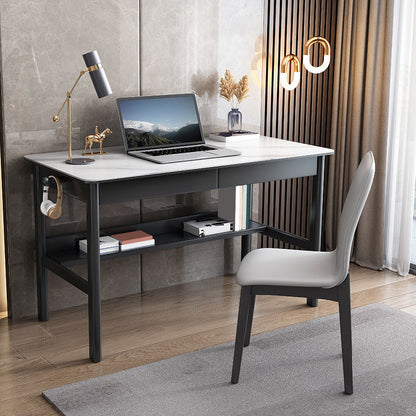 Industrial Office Desk Rectangular Secretary Desk with 2 Storage Drawers Black Clearhalo 'furn' 'furn_office_desk' 'Furniture' 'Office Desks' 'Office Furniture' 'office_desk' 6326513