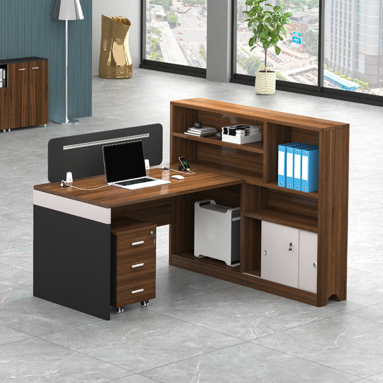 Cable Management Executive Desk Pedestal L-Shape Office Desk with Drawers Right Hand Return Clearhalo 'furn' 'furn_office_desk' 'Furniture' 'Office Desks' 'Office Furniture' 'office_desk' 6326589