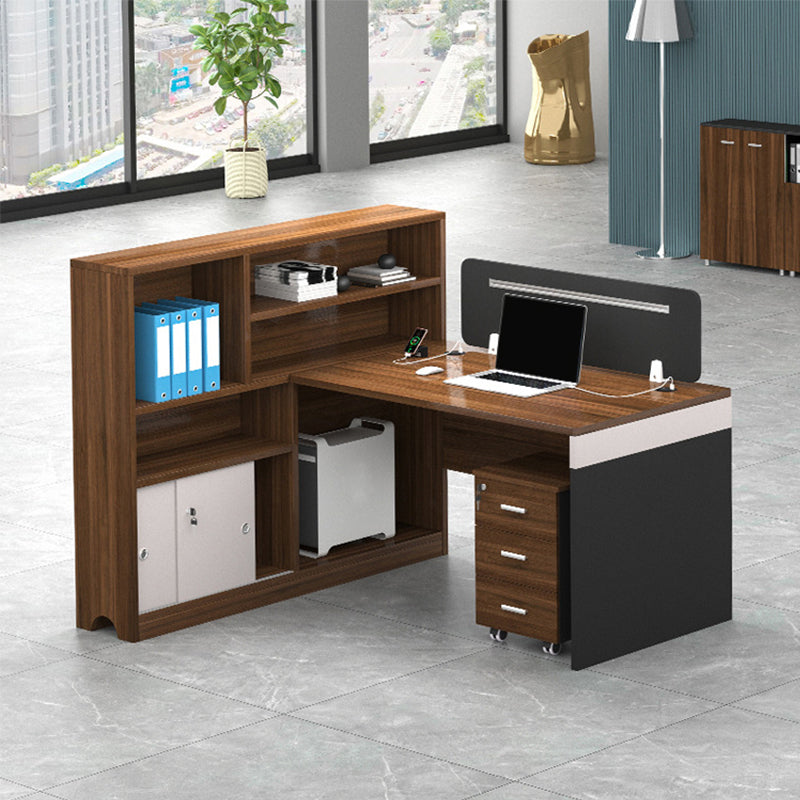 Cable Management Executive Desk Pedestal L-Shape Office Desk with Drawers Left Hand Return Clearhalo 'furn' 'furn_office_desk' 'Furniture' 'Office Desks' 'Office Furniture' 'office_desk' 6326591