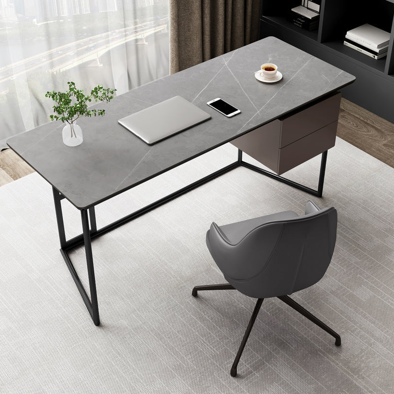 23" Wide Industrial Writing Desk Rectangular 2-Drawer Office Desk 55.1"L x 23.6"W x 29.5"H Gray Clearhalo 'furn' 'furn_office_desk' 'Furniture' 'Office Desks' 'Office Furniture' 'office_desk' 6326616