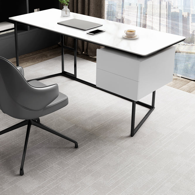 23" Wide Industrial Writing Desk Rectangular 2-Drawer Office Desk White Clearhalo 'furn' 'furn_office_desk' 'Furniture' 'Office Desks' 'Office Furniture' 'office_desk' 6326618