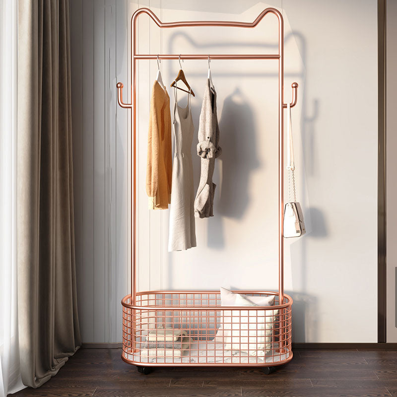 Glam metalen jas hanger vrijstaand scrollwiel ontwerpkast rek voor slaapkamer