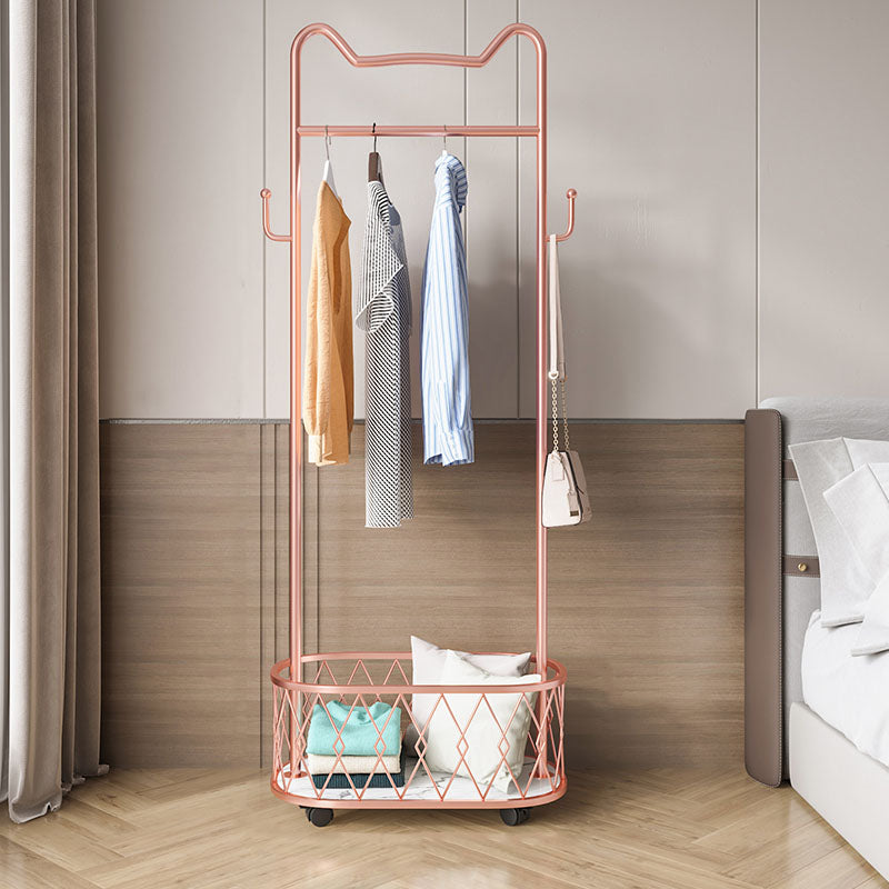 Glam metalen jas hanger vrijstaand scrollwiel ontwerpkast rek voor slaapkamer