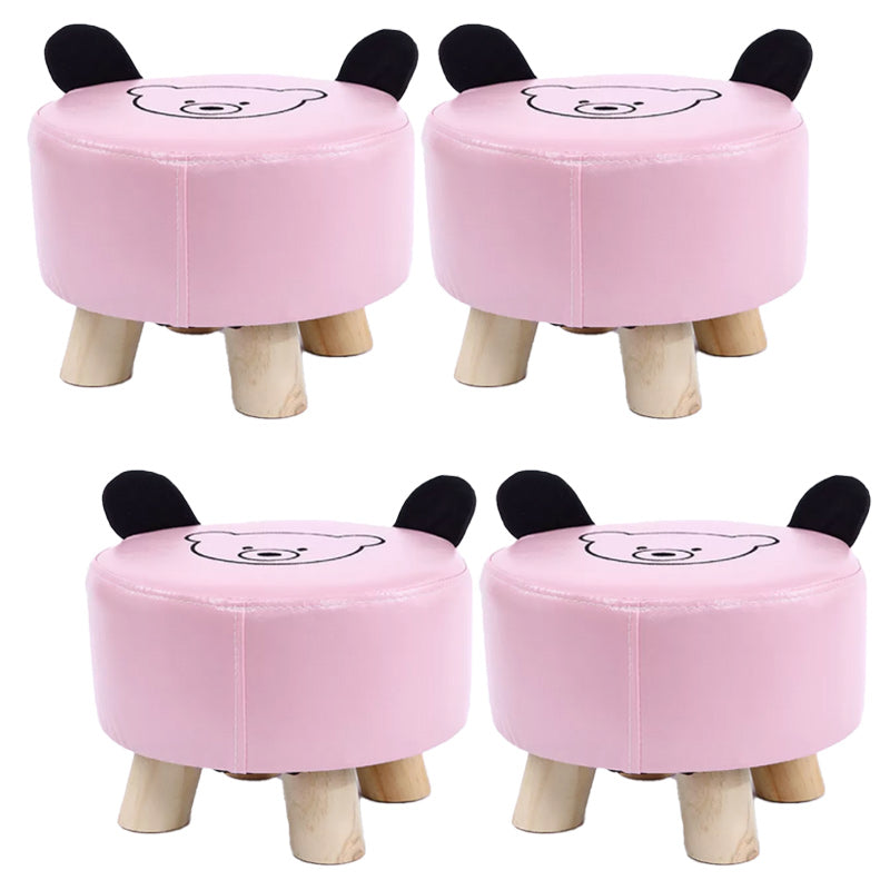 Modern Cotton Standard Tear Resistant Bear Standard for Drawing Room Pink Faux Leather 4 Piece Set Clearhalo 'furn' 'furn_ottomans_poufs' 'Furniture' 'Living Room Furniture' 'Ottomans & Poufs' 'ottomans_poufs' 6327000