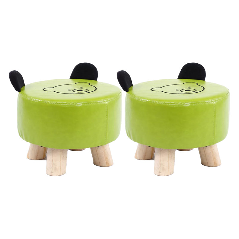Modern Cotton Standard Tear Resistant Bear Standard for Drawing Room Green Faux Leather 2 Piece Set Clearhalo 'furn' 'furn_ottomans_poufs' 'Furniture' 'Living Room Furniture' 'Ottomans & Poufs' 'ottomans_poufs' 6327008