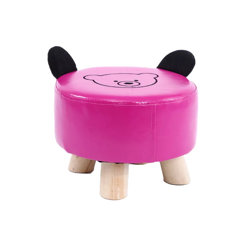 Modern Cotton Standard Tear Resistant Bear Standard for Drawing Room Rose Red Faux Leather 1 Piece Clearhalo 'furn' 'furn_ottomans_poufs' 'Furniture' 'Living Room Furniture' 'Ottomans & Poufs' 'ottomans_poufs' 6327010