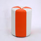 Modern Ottoman Faux Leather Upholstered Stripe Printed Cylinder Shape Ottoman 12.2"L x 12.2"W x 15.7"H Orange 1 Piece Clearhalo 'furn' 'furn_ottomans_poufs' 'Furniture' 'Living Room Furniture' 'Ottomans & Poufs' 'ottomans_poufs' 6327123