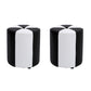 Modern Ottoman Faux Leather Upholstered Stripe Printed Cylinder Shape Ottoman 12"L x 12"W x 14"H Black 2 Piece Set Clearhalo 'furn' 'furn_ottomans_poufs' 'Furniture' 'Living Room Furniture' 'Ottomans & Poufs' 'ottomans_poufs' 6327139