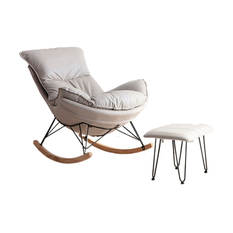 Silla de planeador de ocio silla de cuero por falso resistente al agua de color puro con otomana