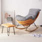 Moderne rocker gestoffeerde knop-knoop met donkere benen wingback rocker stoel