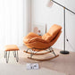 Moderne rocker gestoffeerde knop-knoop met donkere benen wingback rocker stoel