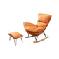 Moderne rocker gestoffeerde knop-knoop met donkere benen wingback rocker stoel