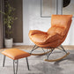 Moderne rocker gestoffeerde knop-knoop met donkere benen wingback rocker stoel