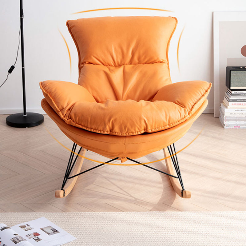 Chaise de rocker moderne rembourrée avec planeur de jambes sombres pour le salon