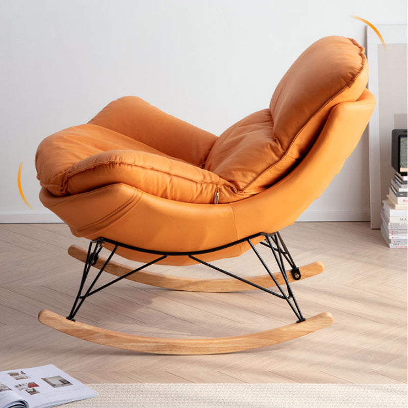 Chaise de rocker moderne rembourrée avec planeur de jambes sombres pour le salon