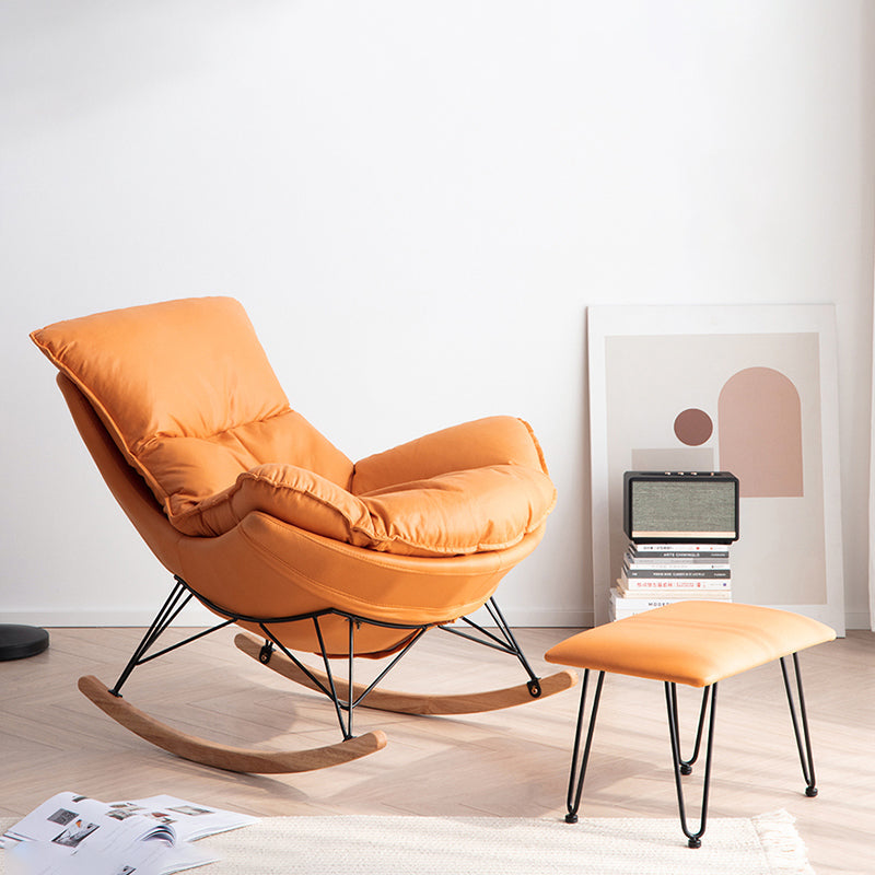 Chaise de rocker moderne rembourrée avec planeur de jambes sombres pour le salon