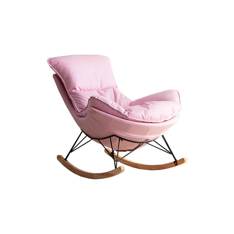 Chaise de rocker moderne rembourrée avec planeur de jambes sombres pour le salon
