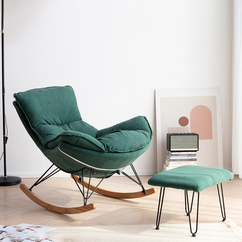 Chaise de rocker moderne rembourrée avec planeur de jambes sombres pour le salon