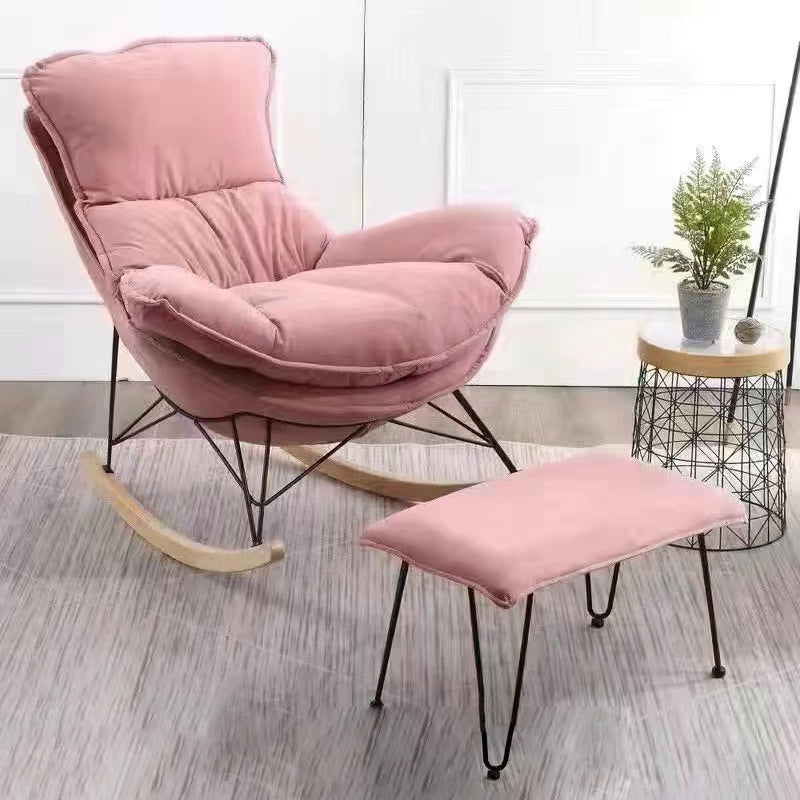 Chaise de rocker moderne rembourrée avec planeur de jambes sombres pour le salon